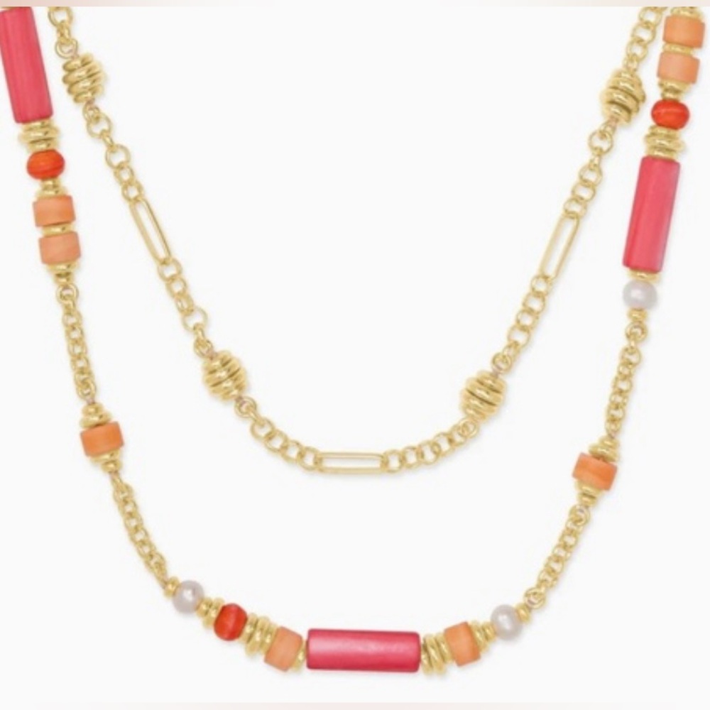 Kendra Scott Rachel Pink Mix Multi Strand Gold Tone Necklace